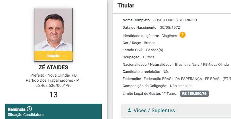 Zé Ataides, Candidato, Nova Olinda
