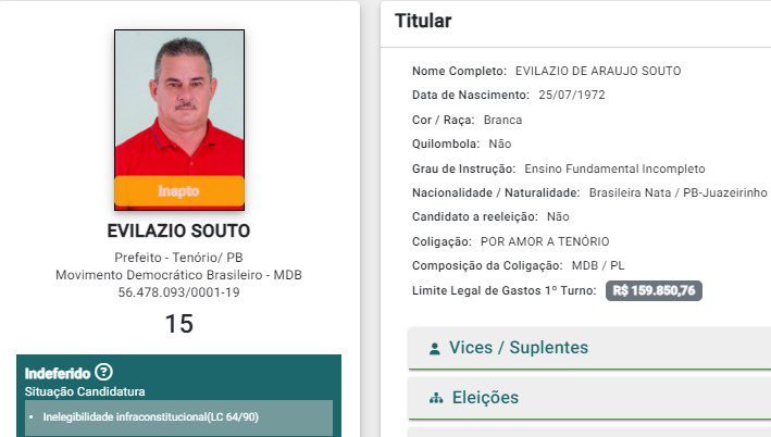 Candidato, Tenório, prefeito, Evilásio