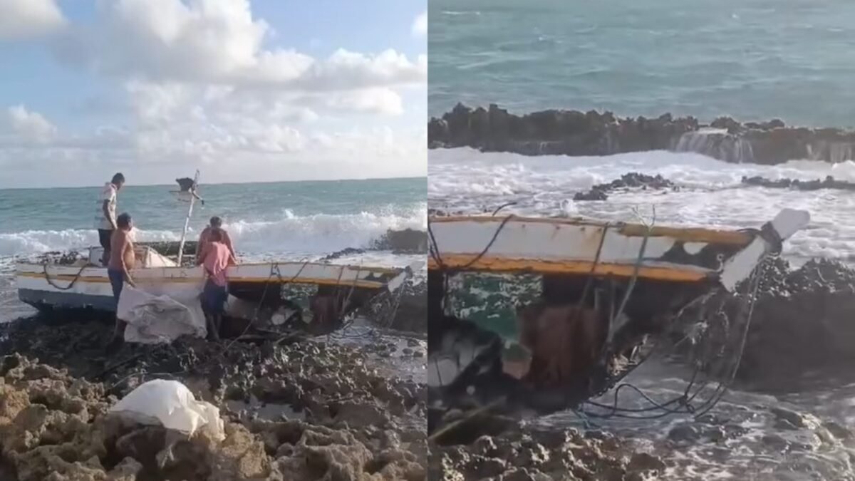 Embarcação naufraga em arrecifes de Baía da Traição