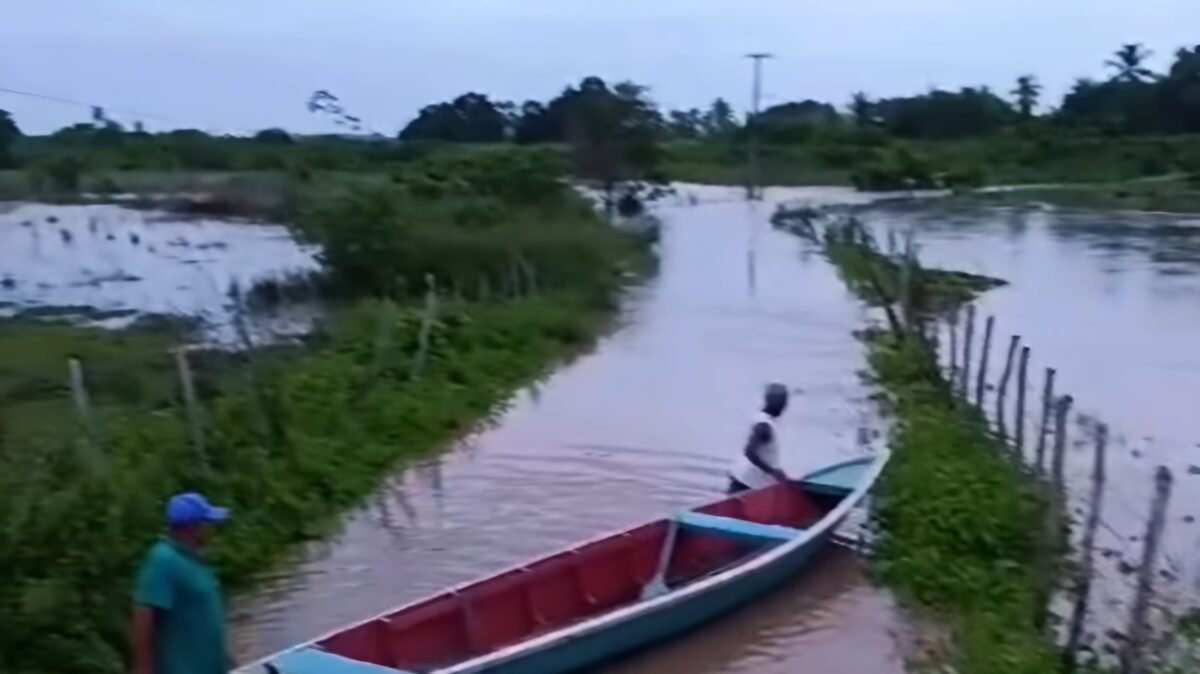 Cheia no Rio Mamanguape deixa comunidades em Rio TInto ilhadas.