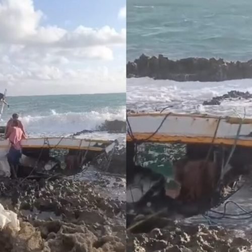 Embarcação naufraga em arrecifes de Baía da Traição